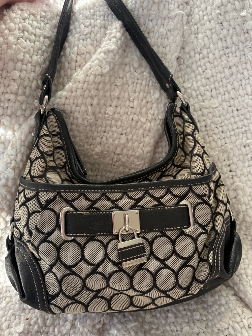 Y2K Nine West Monogram Lock Shoulder Bag Vintage 2000s